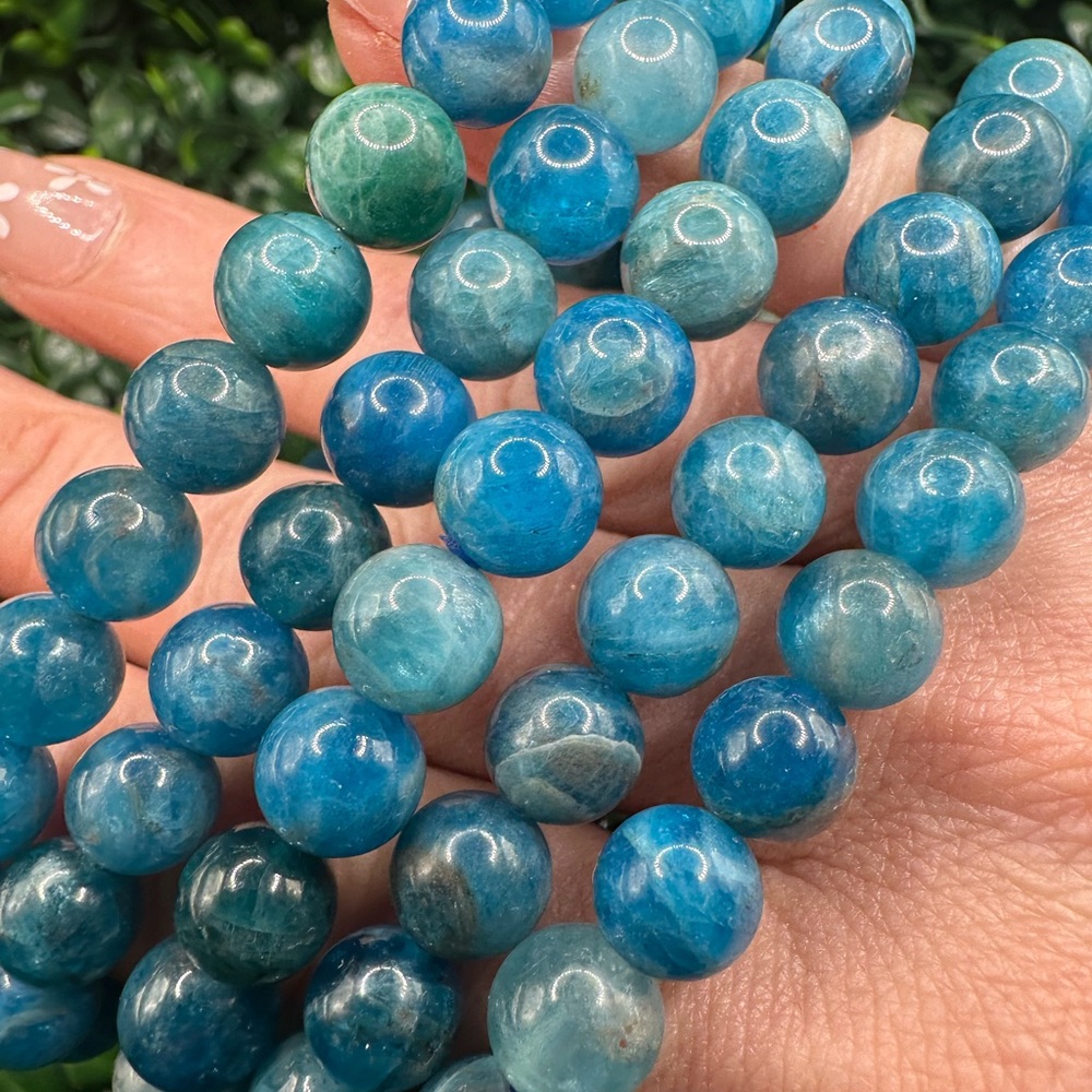 8mm Apatite Beaded Bracelet - Picture 4 of 5